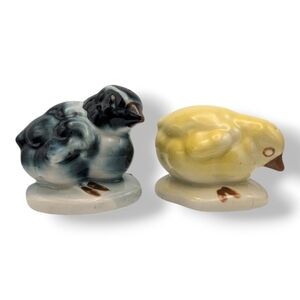 Vintage Black and Yellow Chicks Salt and Pepper Shakers Spring Easter Decor